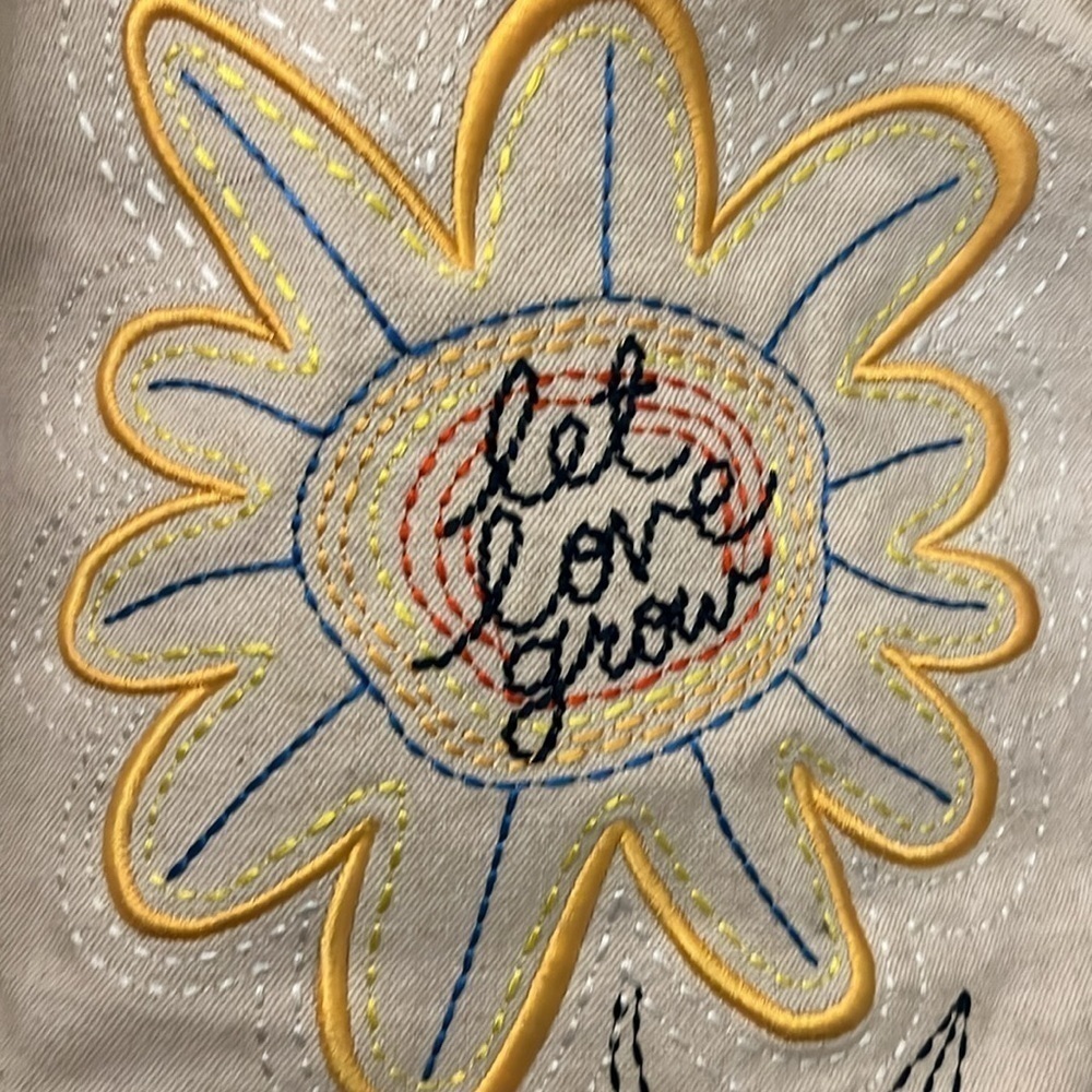 Brighton “Sunny Daisy” Embroidered Canvas Bag “Let Love Grow “ Colorful Strap - Picture 4 of 11
